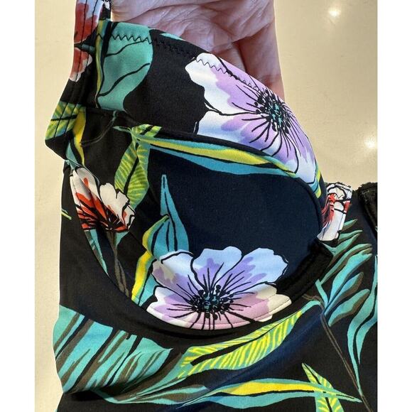 Old Navy Size Medium Tropical Floral Print One Piece Bathing Suit Underwire Swim - Picture 5 of 7
